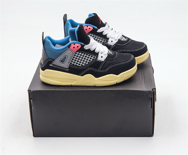 Youth Running weapon Super Quality Air Jordan 4 Black Shoes 047